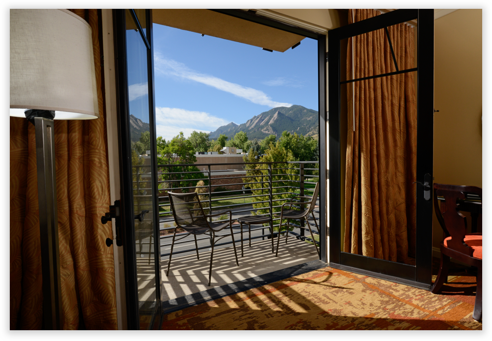 Balcony overlooking the Rocky Mountains at the St. Julien Hotel