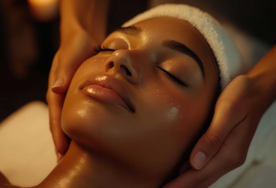 Woman receiving a hydra facial