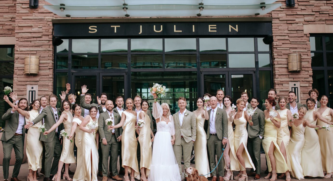 wedding party in the enrtyway